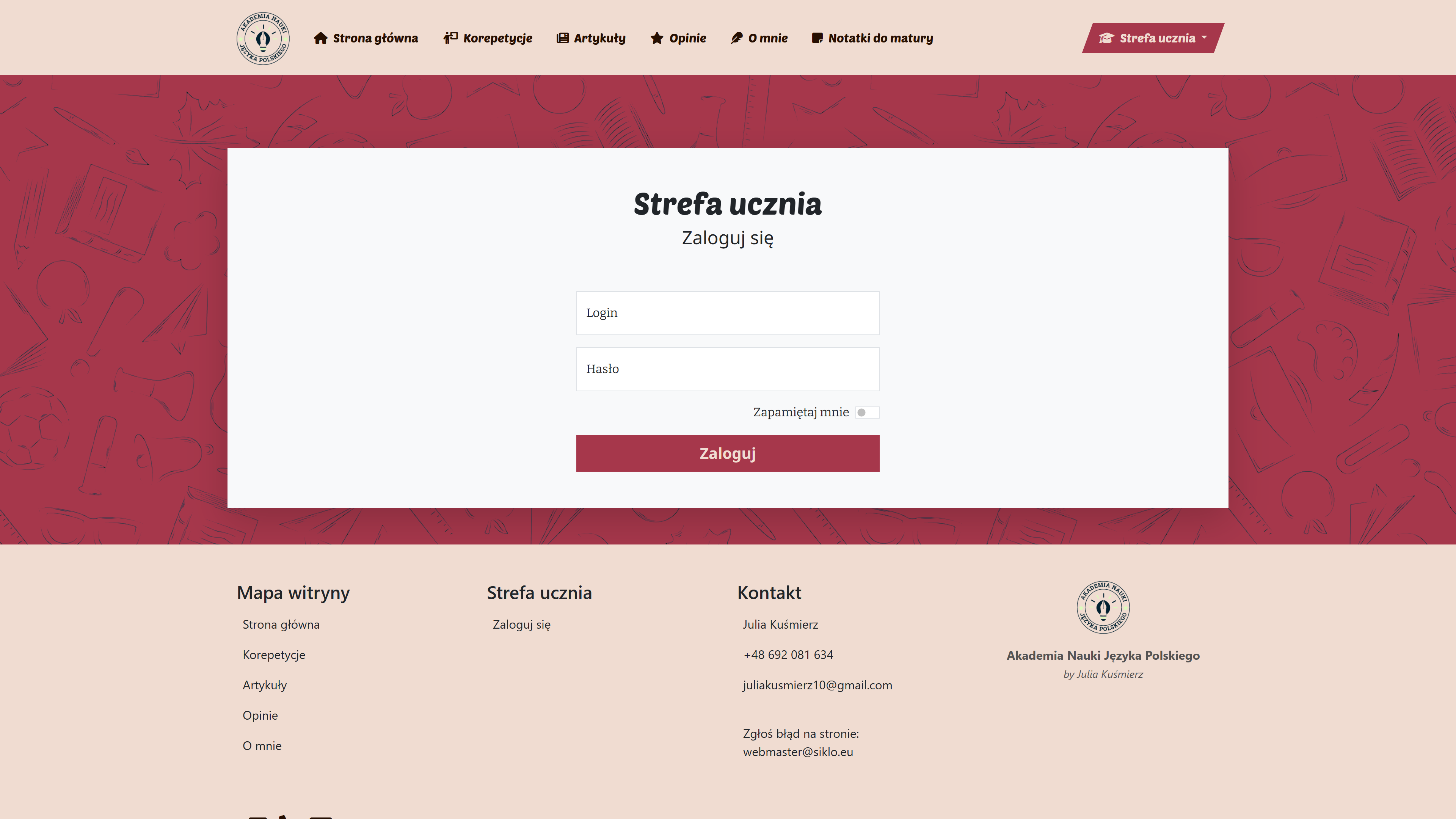 Akademia Nauki Języka Polskiego - strona od podstaw/panel administracyjny