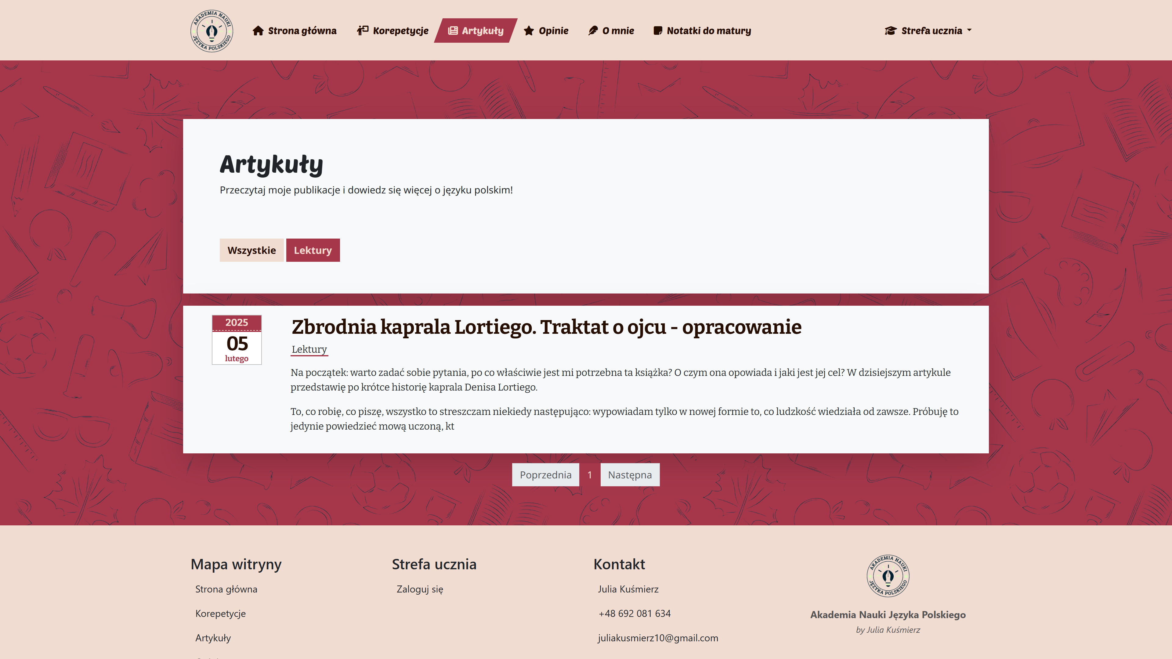 Akademia Nauki Języka Polskiego - strona od podstaw/panel administracyjny