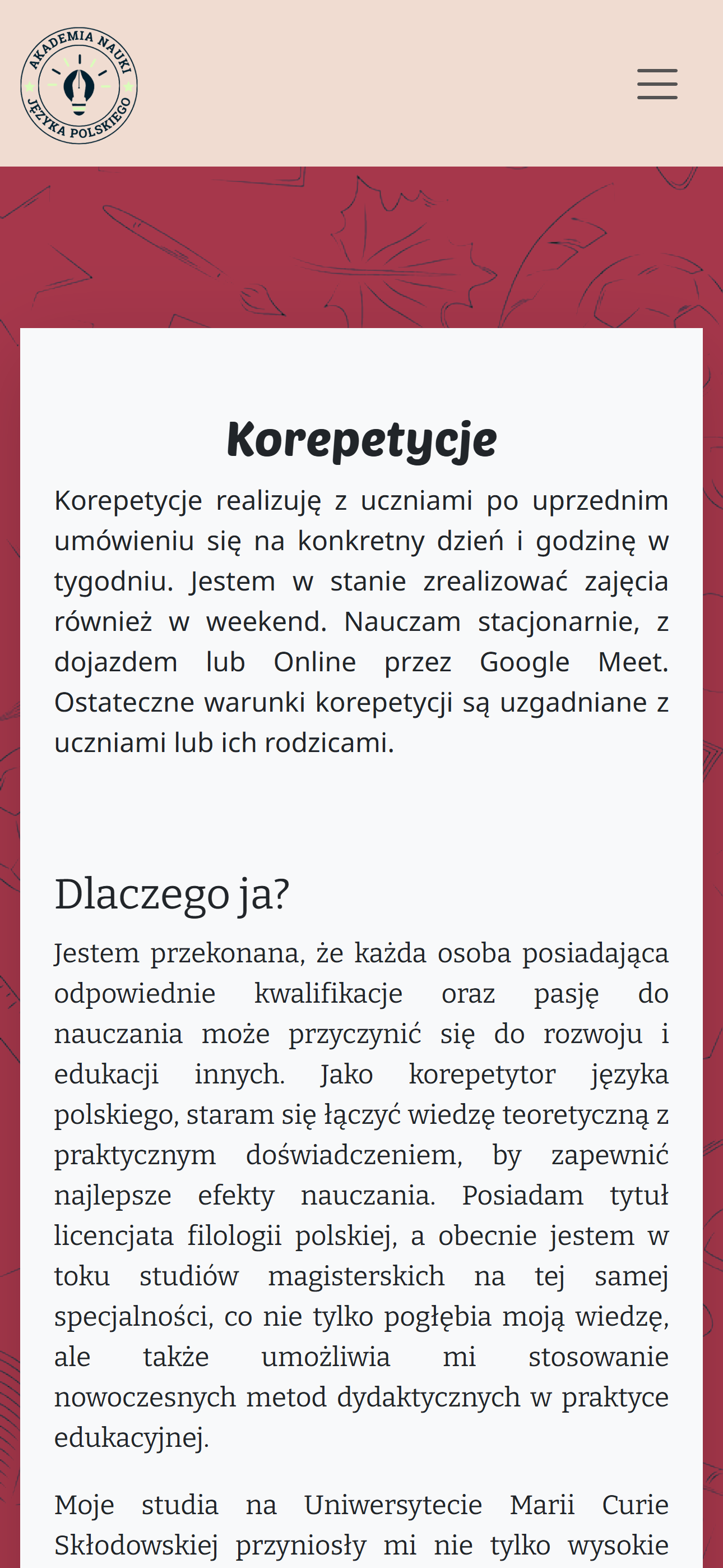 Akademia Nauki Języka Polskiego - strona od podstaw/panel administracyjny