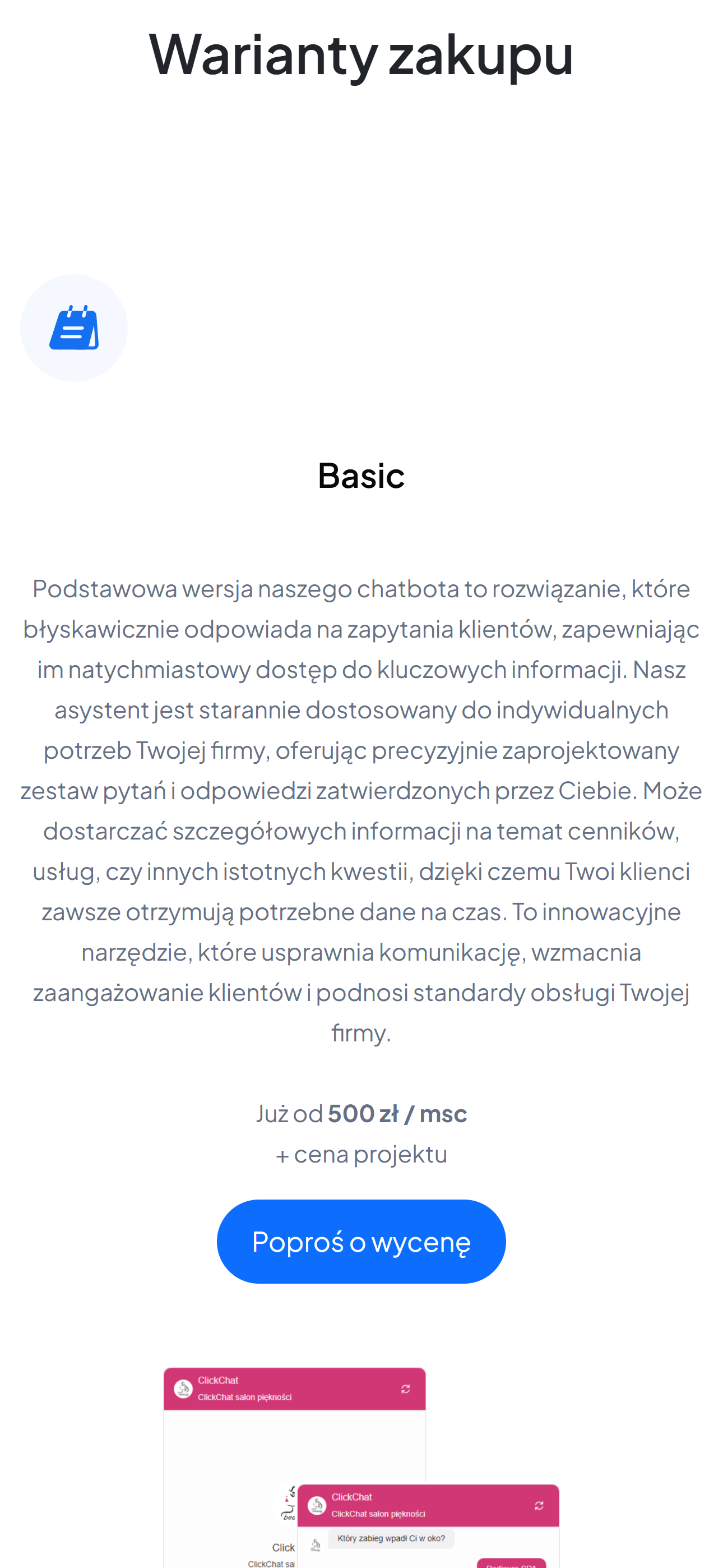 ClickChat - strona internetowa od podstaw