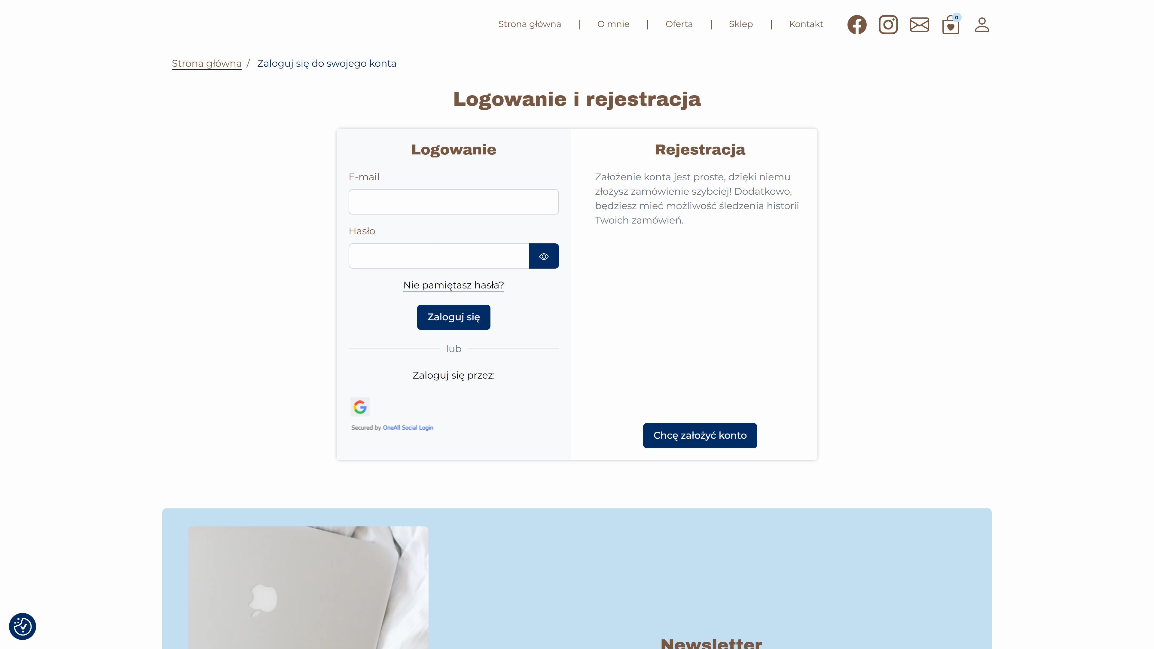 Ewa Huszaluk - strona internetowa z funkcją sklepu