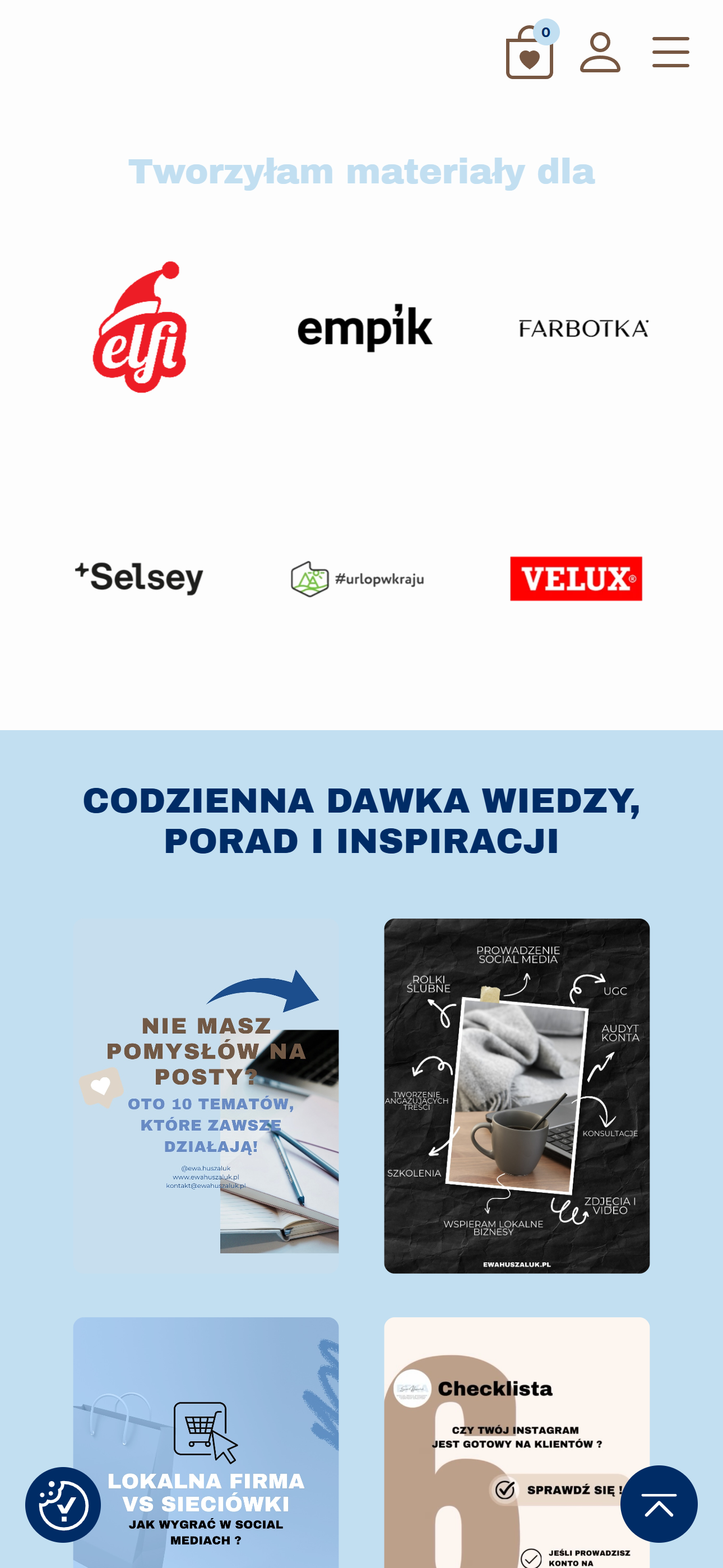 Ewa Huszaluk - strona internetowa z funkcją sklepu