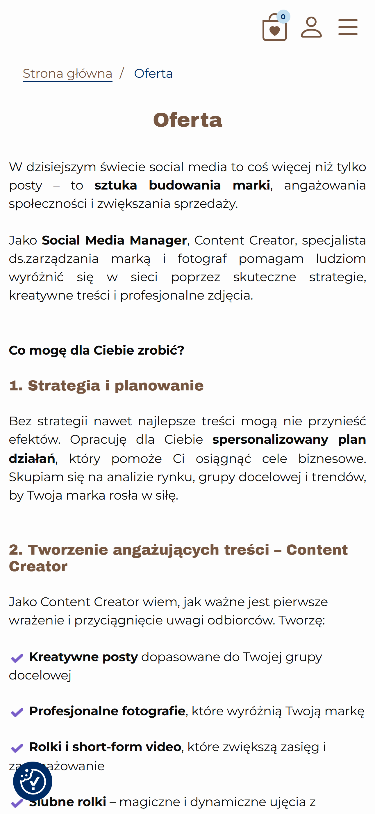 Ewa Huszaluk - strona internetowa z funkcją sklepu