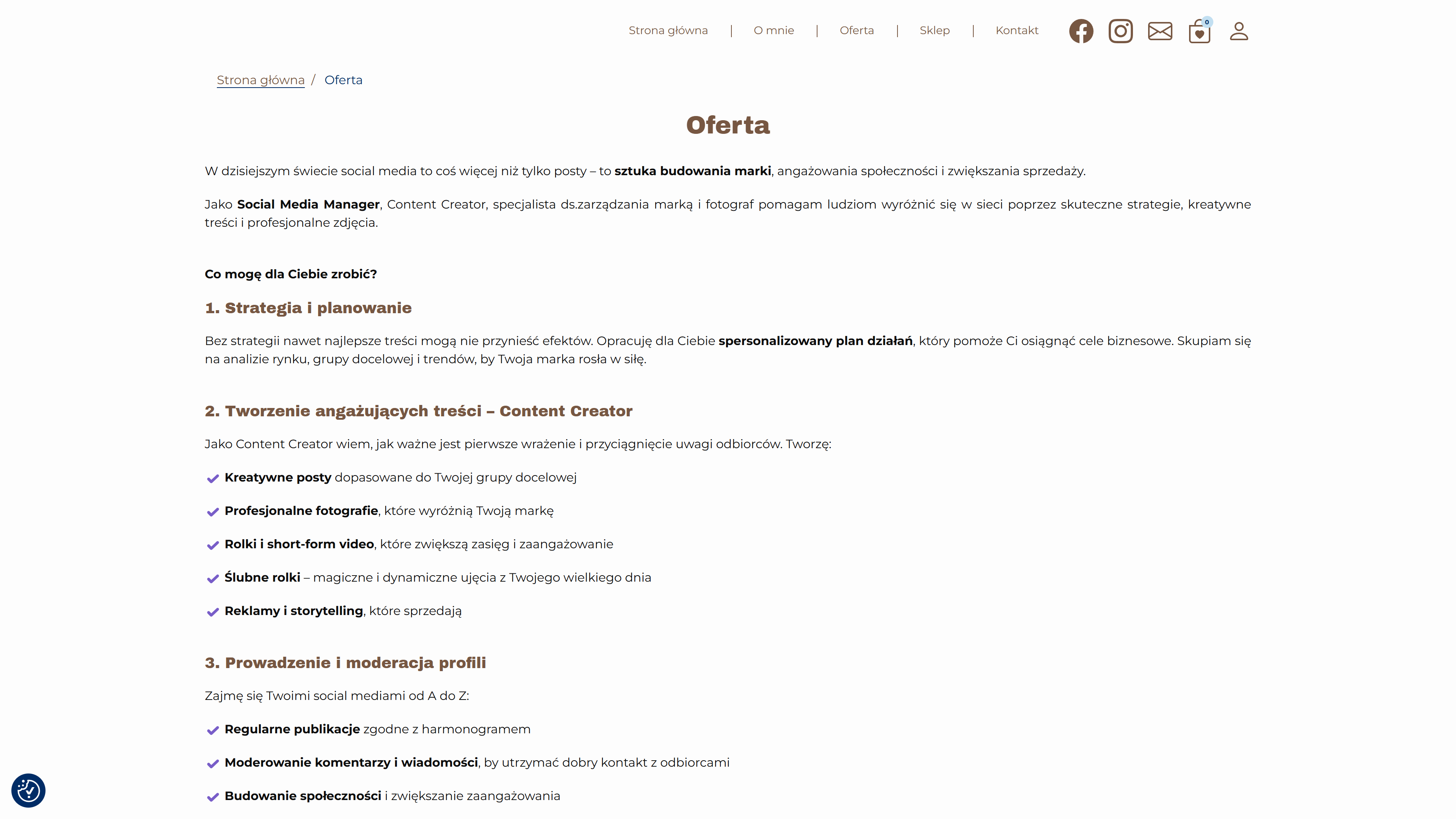 Ewa Huszaluk - strona internetowa z funkcją sklepu