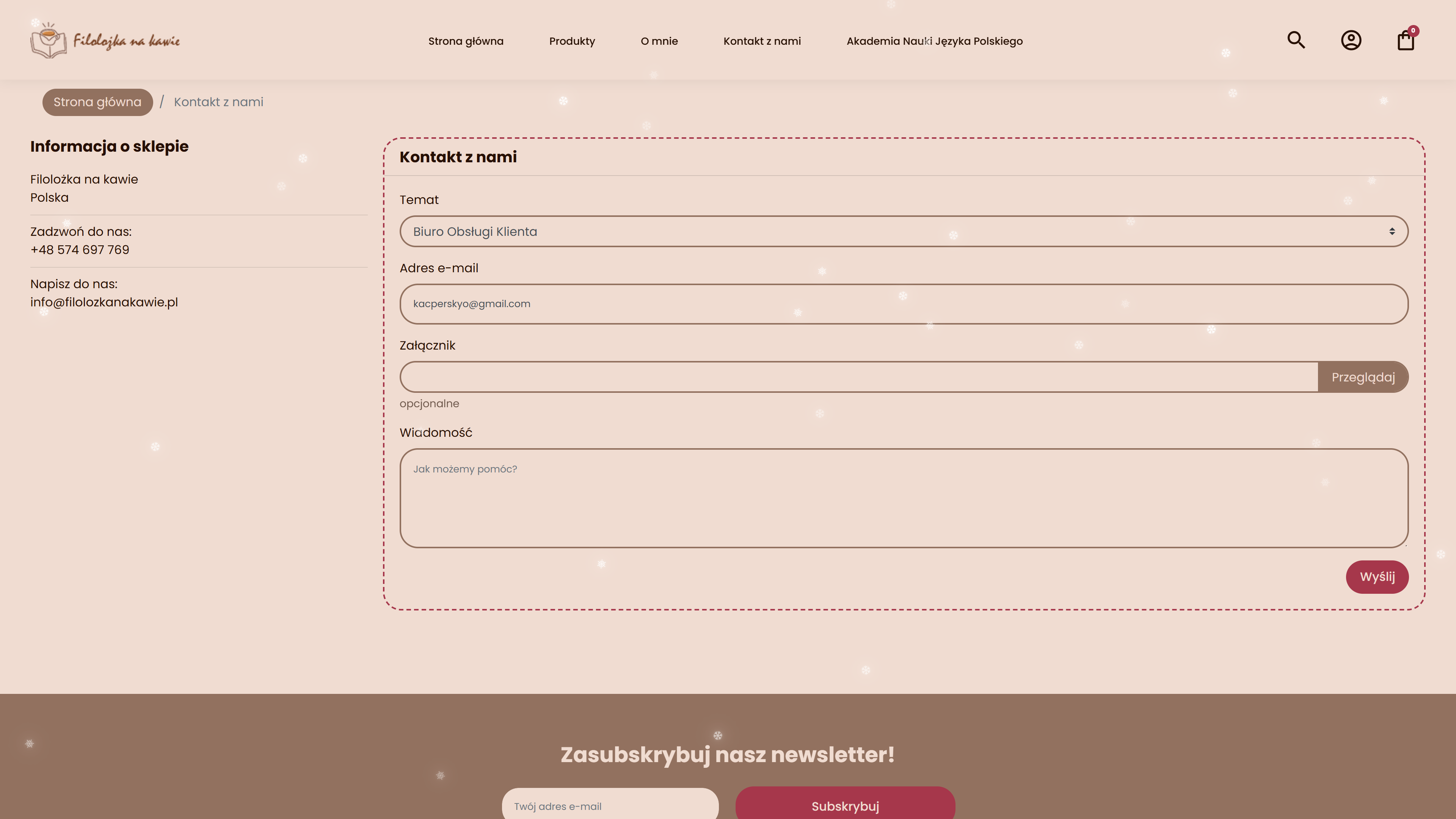 Filolożka na kawie - sklep internetowy na Prestashop
