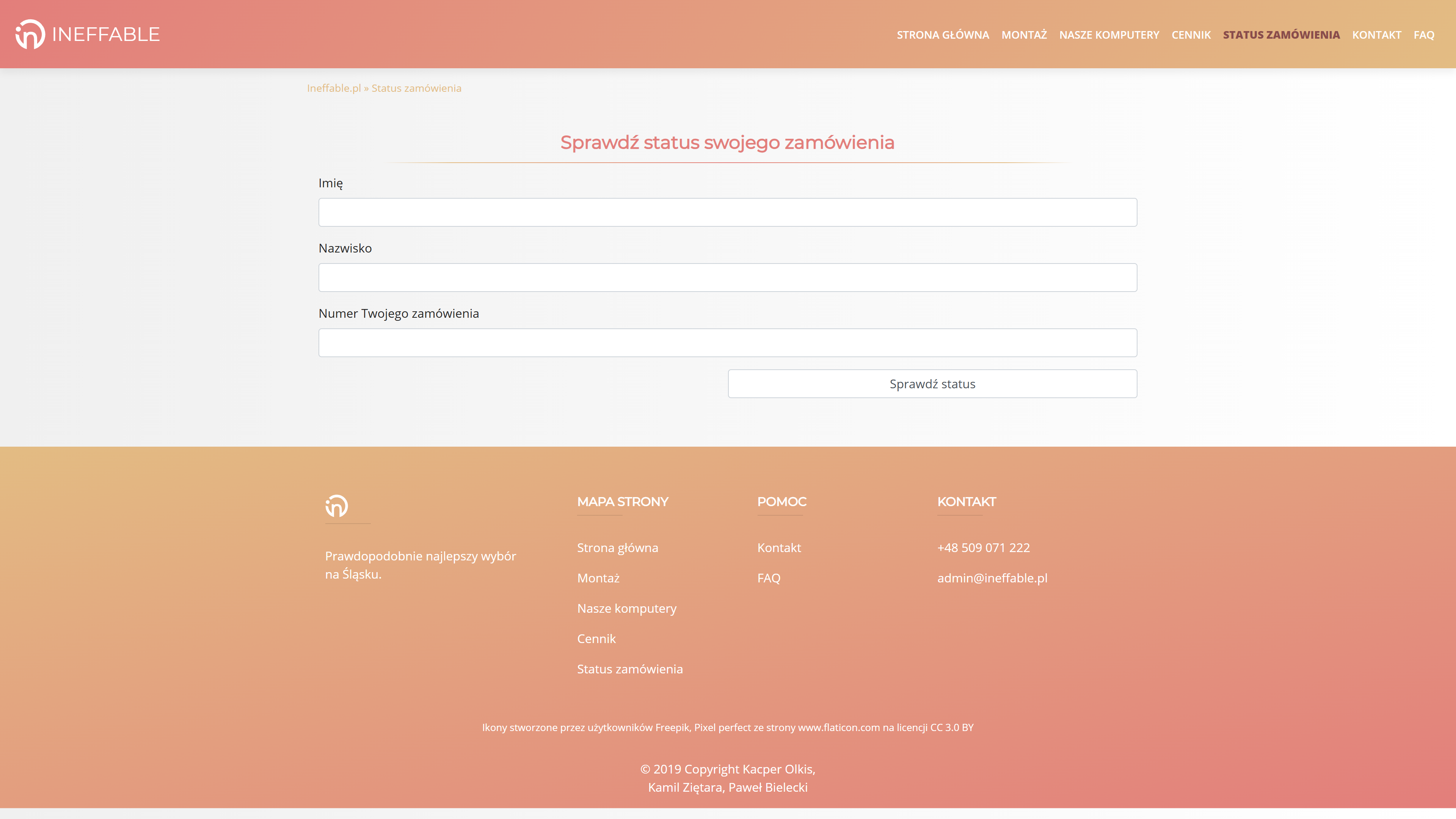 Ineffable - strona od podstaw/panel administracyjny