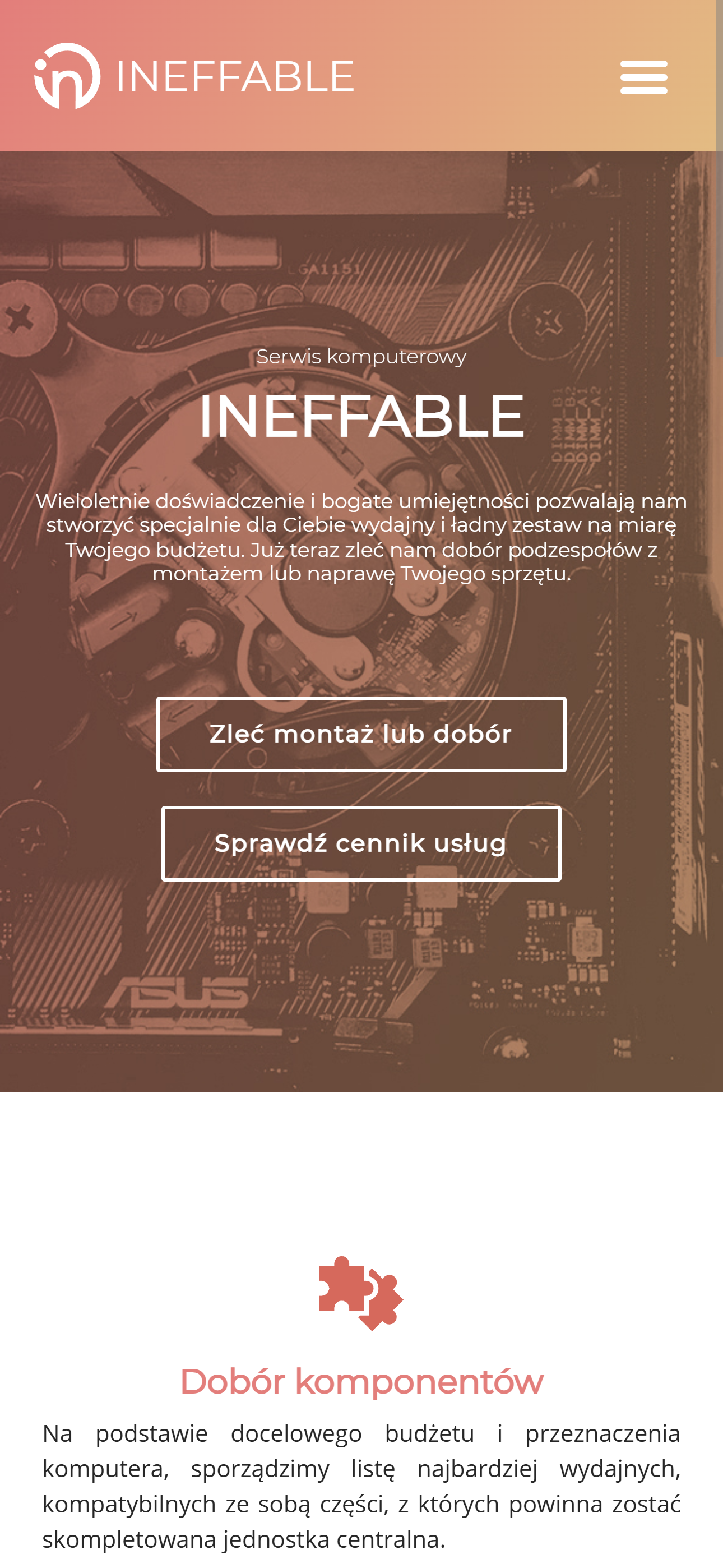 Ineffable - strona od podstaw/panel administracyjny