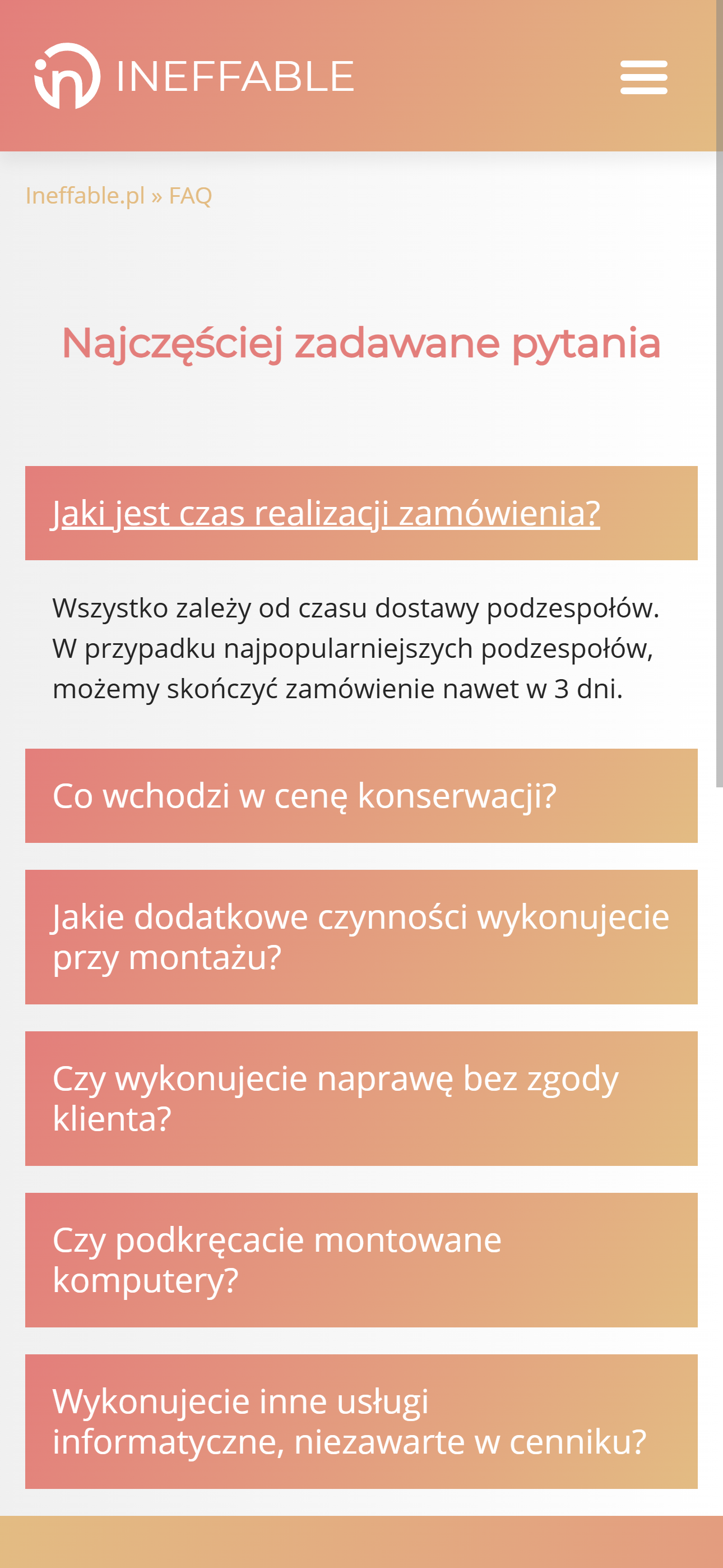 Ineffable - strona od podstaw/panel administracyjny