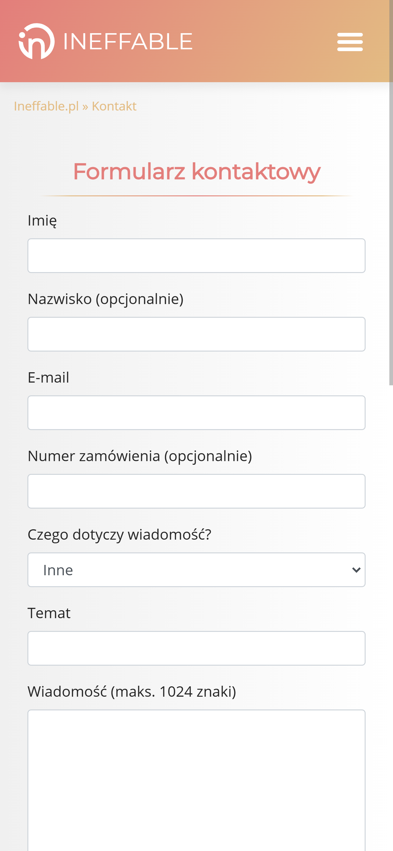 Ineffable - strona od podstaw/panel administracyjny