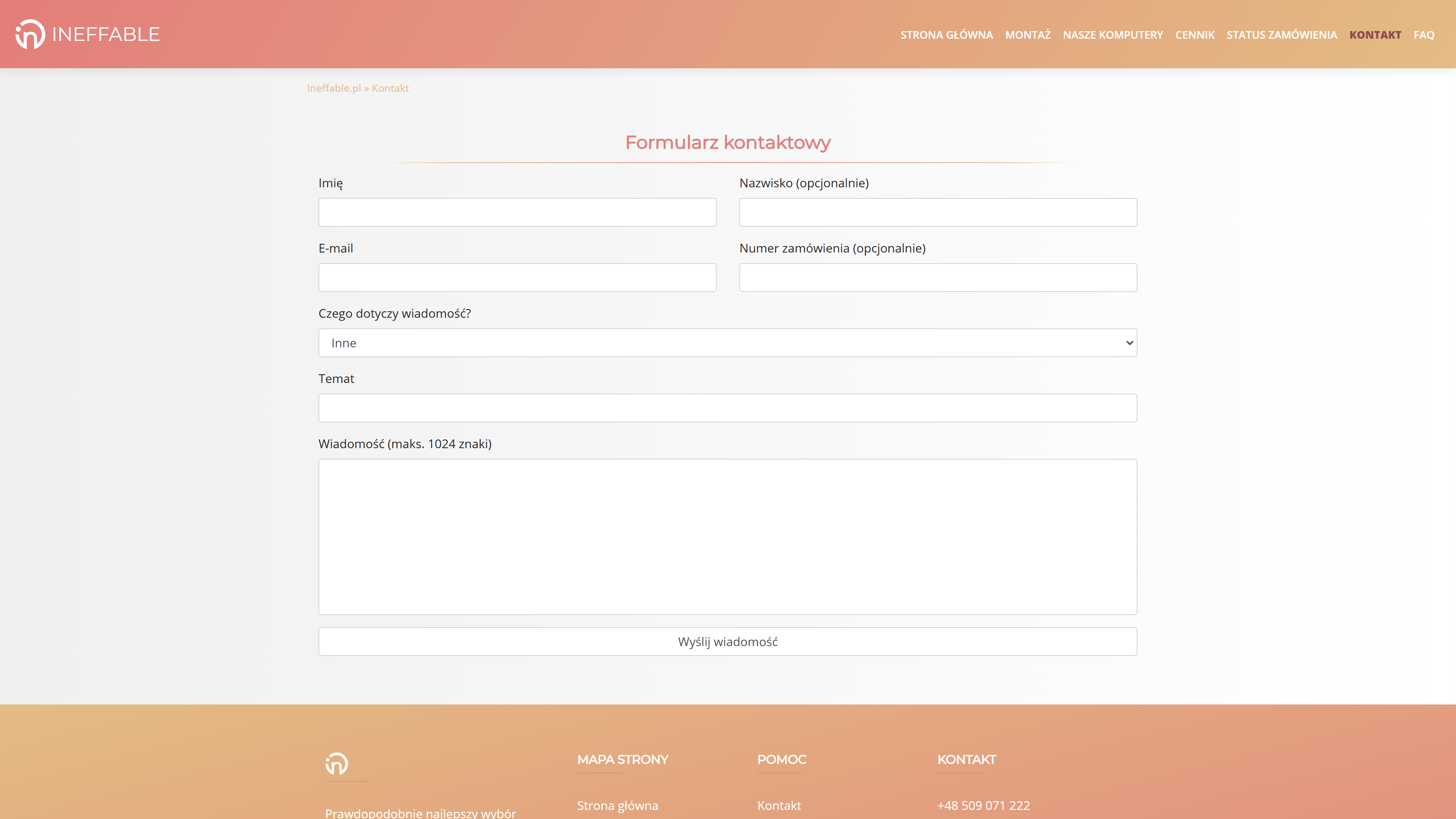 Ineffable - strona od podstaw/panel administracyjny