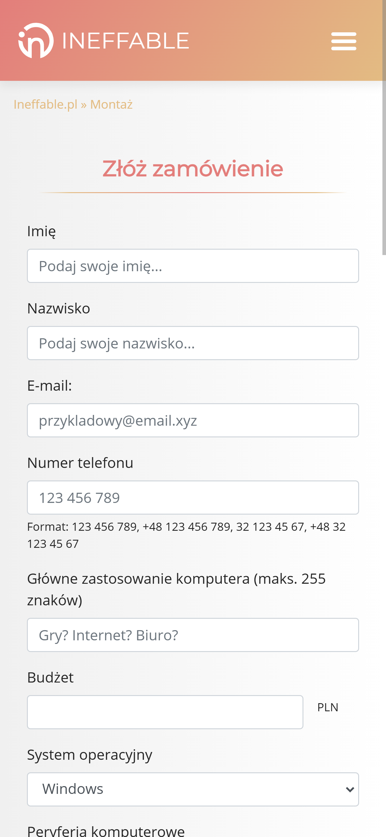 Ineffable - strona od podstaw/panel administracyjny