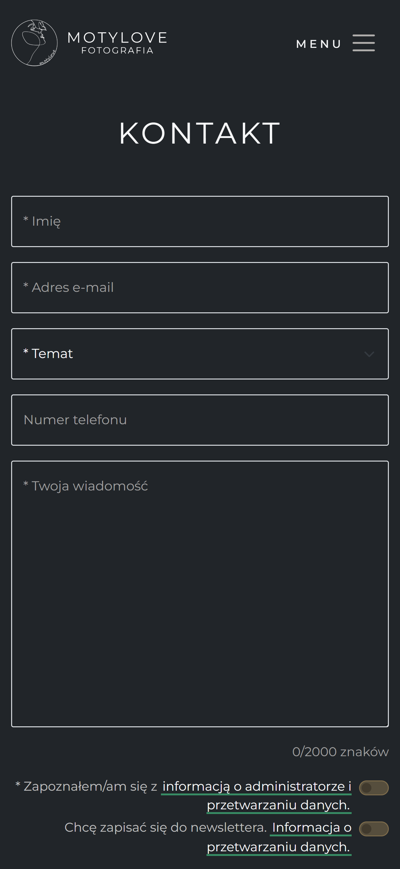 Motylove - strona od podstaw/panel administracyjny/panel klienta