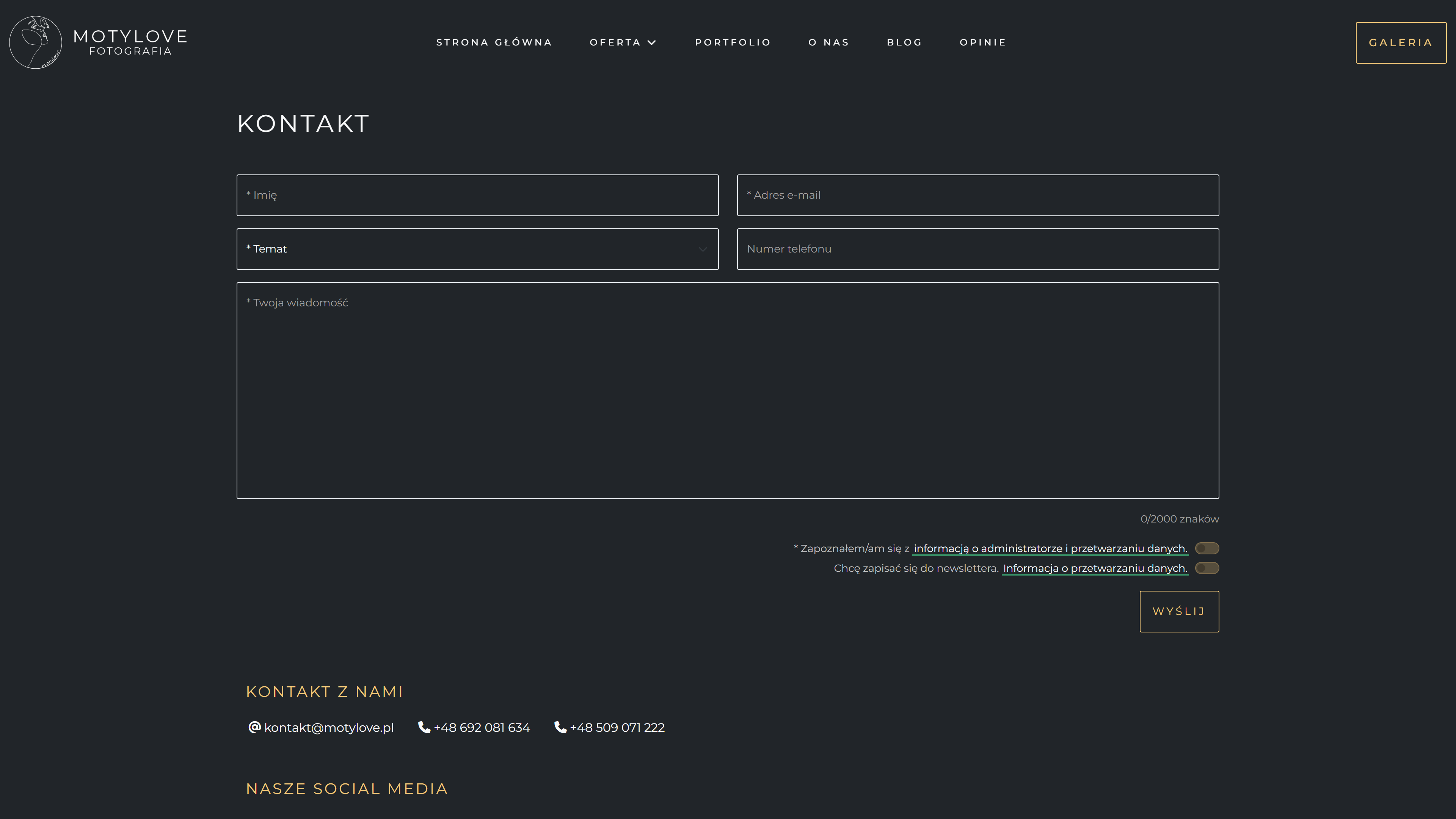 Motylove - strona od podstaw/panel administracyjny/panel klienta