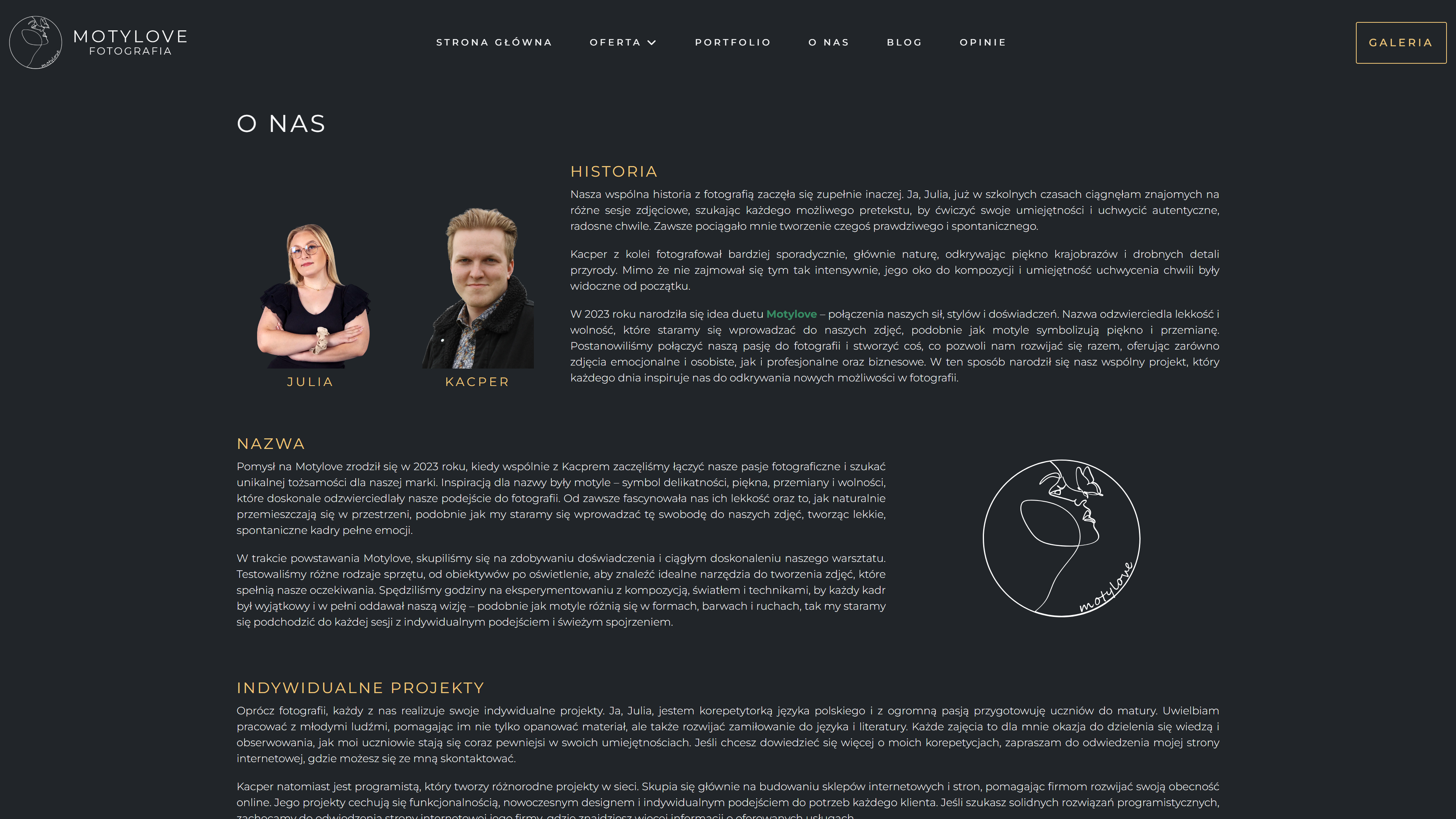 Motylove - strona od podstaw/panel administracyjny/panel klienta