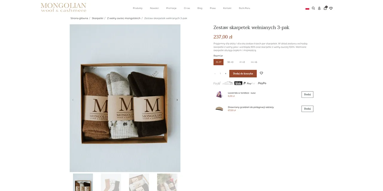 Zrzut ekranu karty towarów sklepu mongolian.pl