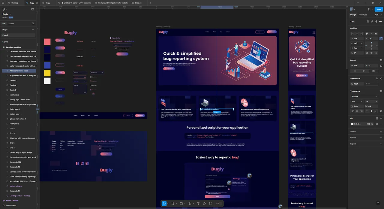 Zrzut ekranu z projektu w programie Figma