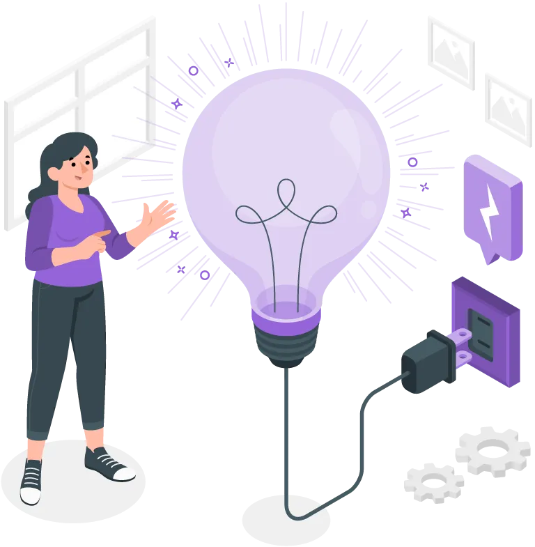 Kobieta wskazująca pomysłową żarówkę