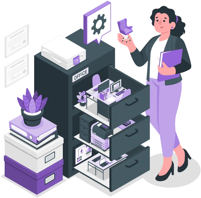 Woman organising company resources